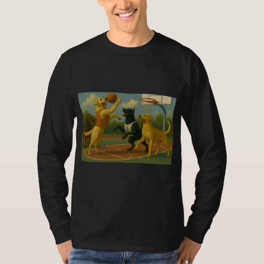 T-shirt Labrador Retriever jouant au basket-ball  (Devant)