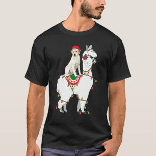 T-shirt Labrador Retriever Llama Lights Père Noël Chri