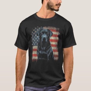 T-shirt Labrador Retriever Noir Américain Drapeau Américai