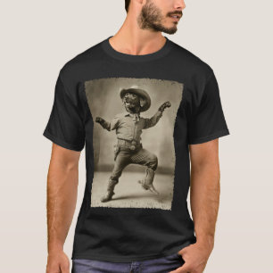 T-shirt Labrador Retriever noir Chien drôle Cowboy