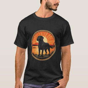 T-shirt Labrador Retriever noir Coucher de soleil Vintage