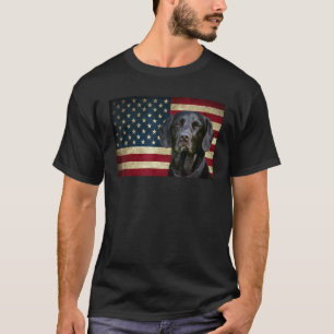 T-shirt Labrador retriever noir labra drapeau américain An