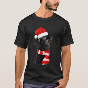 T-shirt Labrador Retriever noir lumières de Noël Père Noël