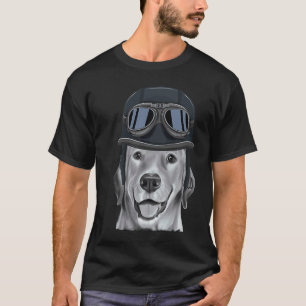 T-shirt Labrador Retriever portant un casque de moto vinta