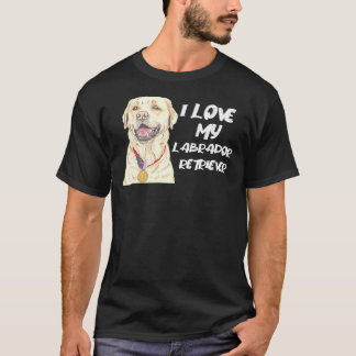 T-shirt Labrador Retriever Portant Une Médaille D'Or J'Aim