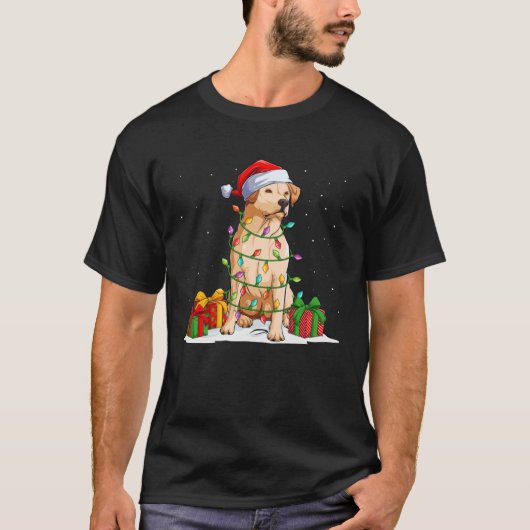 T-shirt Labrador Retriever Santa Christmas Tree Lights Xma (Devant)
