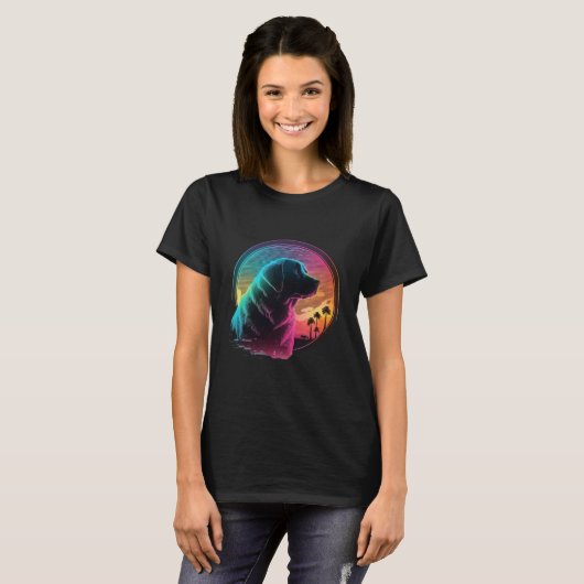 T-shirt Labrador Retriever Synthwave 80s Retrowave Aesthet (Devant entier)