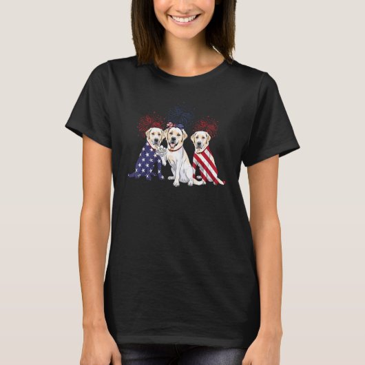 T-shirt Labrador Retriever US Flag 4th Of July Independenc (Devant)