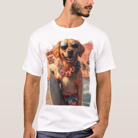 T-shirt Labrador Tropical - Conception de cavalier Wave (Devant)