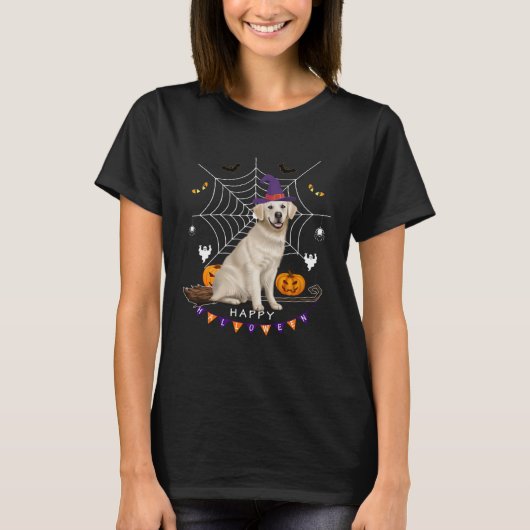 T-shirt Labrador Witch Pumpkin Halloween Kids Mens Womens  (Devant)