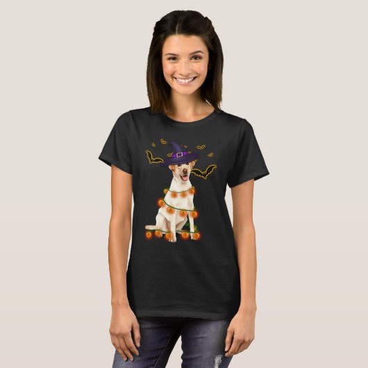 T-shirt Labrador Wizard Casquette Tree Lights Citrouille P (Devant entier)