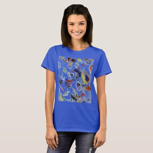 T-shirt L'Abstraite peinture de Kandinsky en bleu (Devant entier)