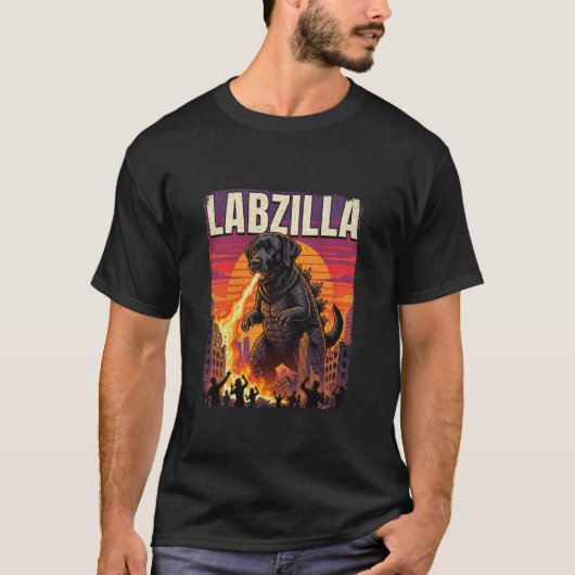 T-shirt Labzilla Géant Chien Retriever Labrador Noir Monst (Devant)