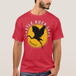 T-shirt Lac Castle Rock dans le Wisconsin Heron Sunrise