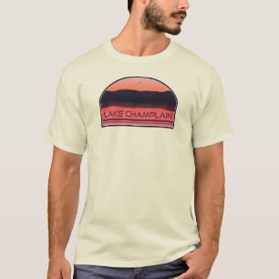 T-shirt Lac Champlain New York Vermont Red Sunrise