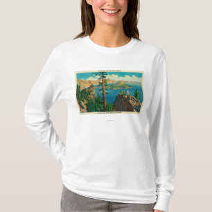 T-shirt Lac crater montrant l'île de magicien dans la