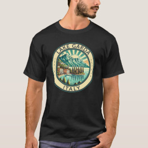 T-shirt Lac de Garde Italie Illustration Badge d'Art Voyag