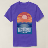 T-shirt Lac Est Okoboji IA Retro Sunset (Design devant)