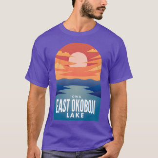 T-shirt Lac Est Okoboji IA Retro Sunset