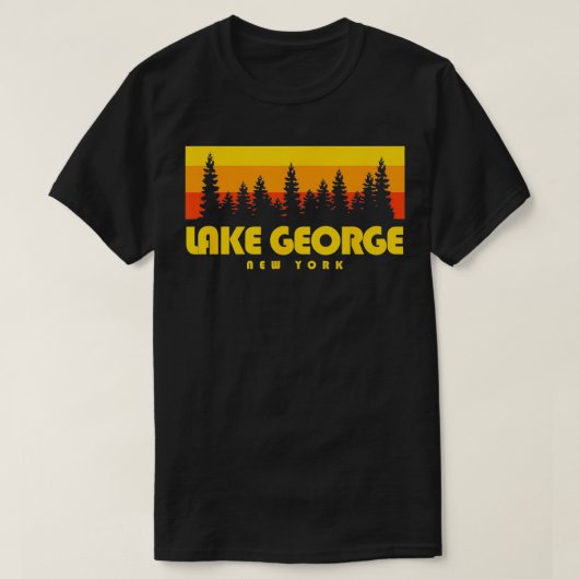 T-shirt Lac George NY Arbres rétro Lac George (Design devant)
