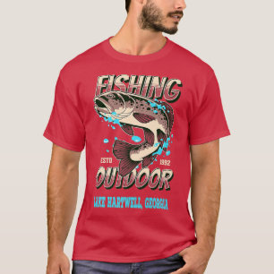 T-shirt Lac Hartwell, Géorgie Top 100 Bass Fishing Lakes