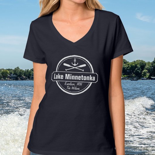 T-shirt Lac Minnetonka Minnesota ville d'ancrage et nom