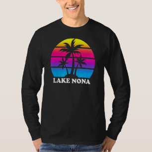 T-shirt Lac Nona Floride Rétro Palm Tree Sunset Vacances