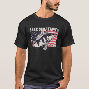 T-shirt Lac Sakakawea drapeau américain Pêche patriotique