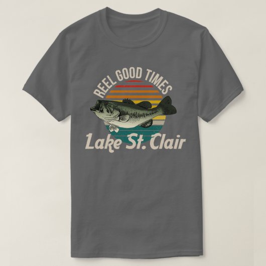 T-shirt Lac St Clair Reel Bon Temps Lacs Fisherman Vint (Design devant)