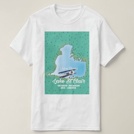 T-shirt lac St Clair USA Plan du lac Canada (Design devant)
