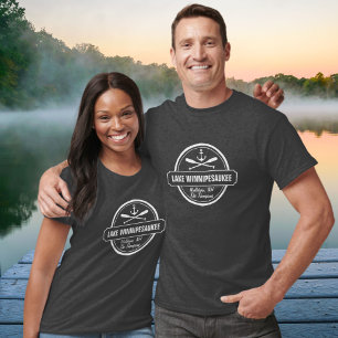T-shirt Lac Winnipesaukee NH ville personnalisée, nom, anc