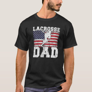 T-shirt Lacrosse Joueur Vintage Usa Drapeau Lacrosse Papa
