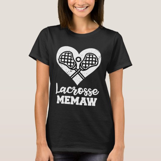 T-shirt Lacrosse Memaw Heart  Lacrosse Player Memaw (Devant)