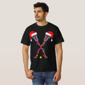 T-shirt Lacrosse Santa Hat Noël Lumières Amusants Sport No (Devant entier)