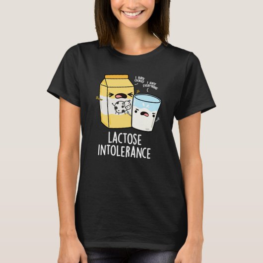 T-shirt Lactose Intolérance Funk Milk Pun Dark BG (Devant)
