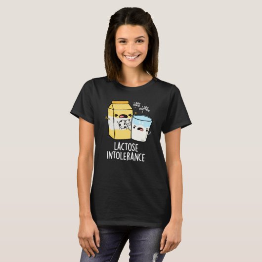 T-shirt Lactose Intolérance Funk Milk Pun Dark BG (Devant entier)