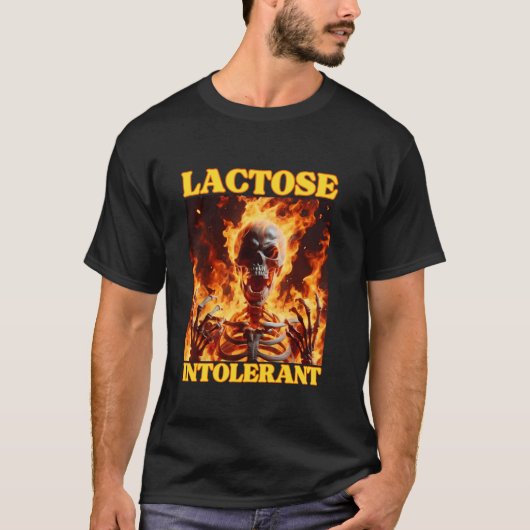 T-shirt Lactose Intolérant Drôle Cringe Dur Skeleton Mème (Devant)
