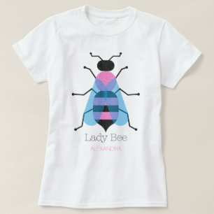 T-shirt Lady Bee mignonne Fun Black Blue Rose Parties scin