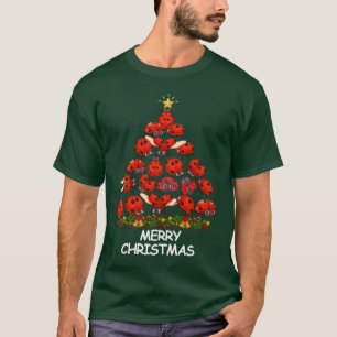 T-shirt Lady Bug Christmasree Merry Christmas retro