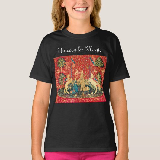 T-shirt LADY ET UNICORN POUR Fleurs Imaginaires MAGIQUES, (Devant)