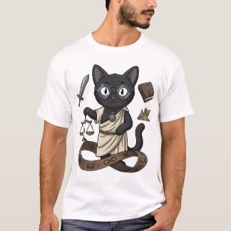 T-Shirt Lady Justice Black Cat Philosophie & Droit