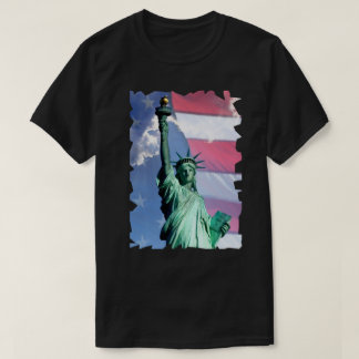 T-shirt Lady Liberty USA Drapeau Sky Clouds Statue de la L