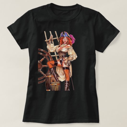 T-shirt Lady Pirate dans le capitaine Morgan Stance (Design devant)