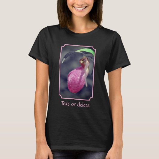 T-shirt Lady Slipper Orchid Partial Color Personalized (Devant)