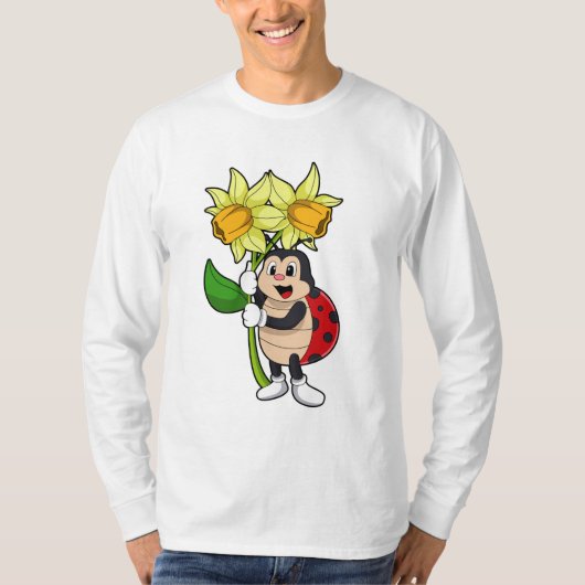 T-shirt Ladybug avec jonquille de fleurs (Devant)