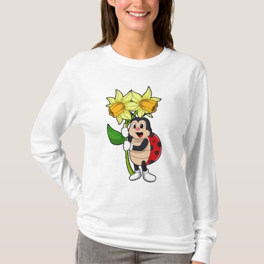 T-shirt Ladybug avec jonquille de fleurs (Devant)
