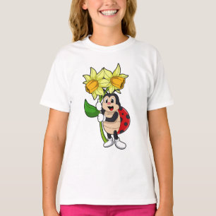 T-shirt Ladybug avec jonquille de fleurs
