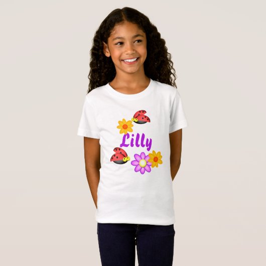 T-Shirt Ladybug et Fleurs (Devant entier)