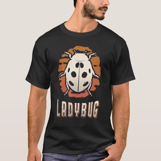 T-shirt Ladybug Vintage Retro Classic Animal Sunset (Devant)