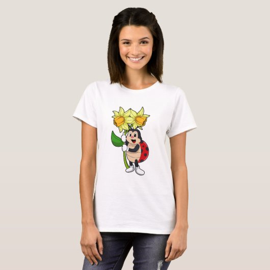 T-shirt Ladybug with Flower Daffodil (Devant entier)